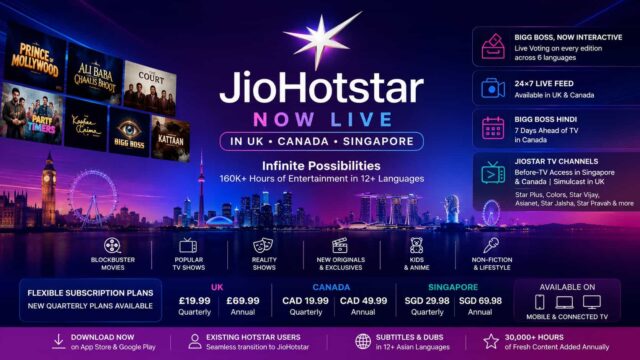 JioHotstar Launches in UK, Canada and Singapore - Check Pricing , Bigg Boss Live Voting, Asianet Shows and More JioHotstar Launches in UK, Canada and Singapore - Check Pricing , Bigg Boss Live Voting, Asianet Shows and More